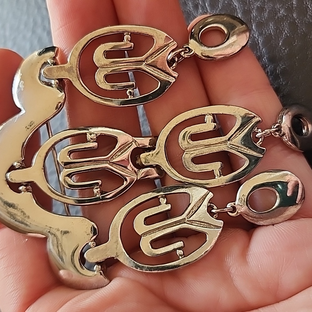 Vtg Kramer Silver Statement Brooch - image 3